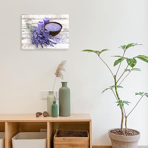 Miniatura 2 de Lienzo decorativo para pared de baño, diseño de flores modernas de lavanda morada, cuadros para decoración de pared de dormitorio, obra de arte