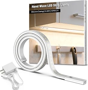 Hand Wave Under Cabinet Lighting, 40-inch 1090 Lumens LED Strip Light, CRI 90+ High Color Rendering, 5 Color Temperatures, Plug-in Under Counter Lights for Kitchen, Closet, Shelf