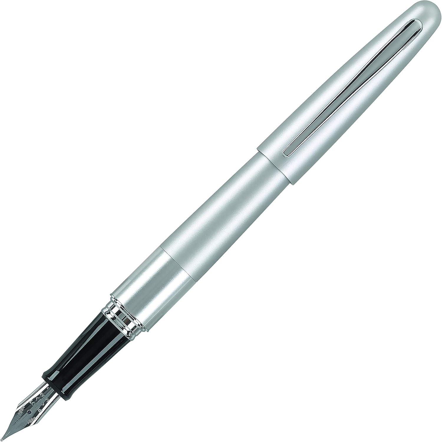 Pilot Metropolitan Collection Fountain Pen, Silver Barrel, Classic Design, Medium Nib, Medium Nib, Black Ink (91118)