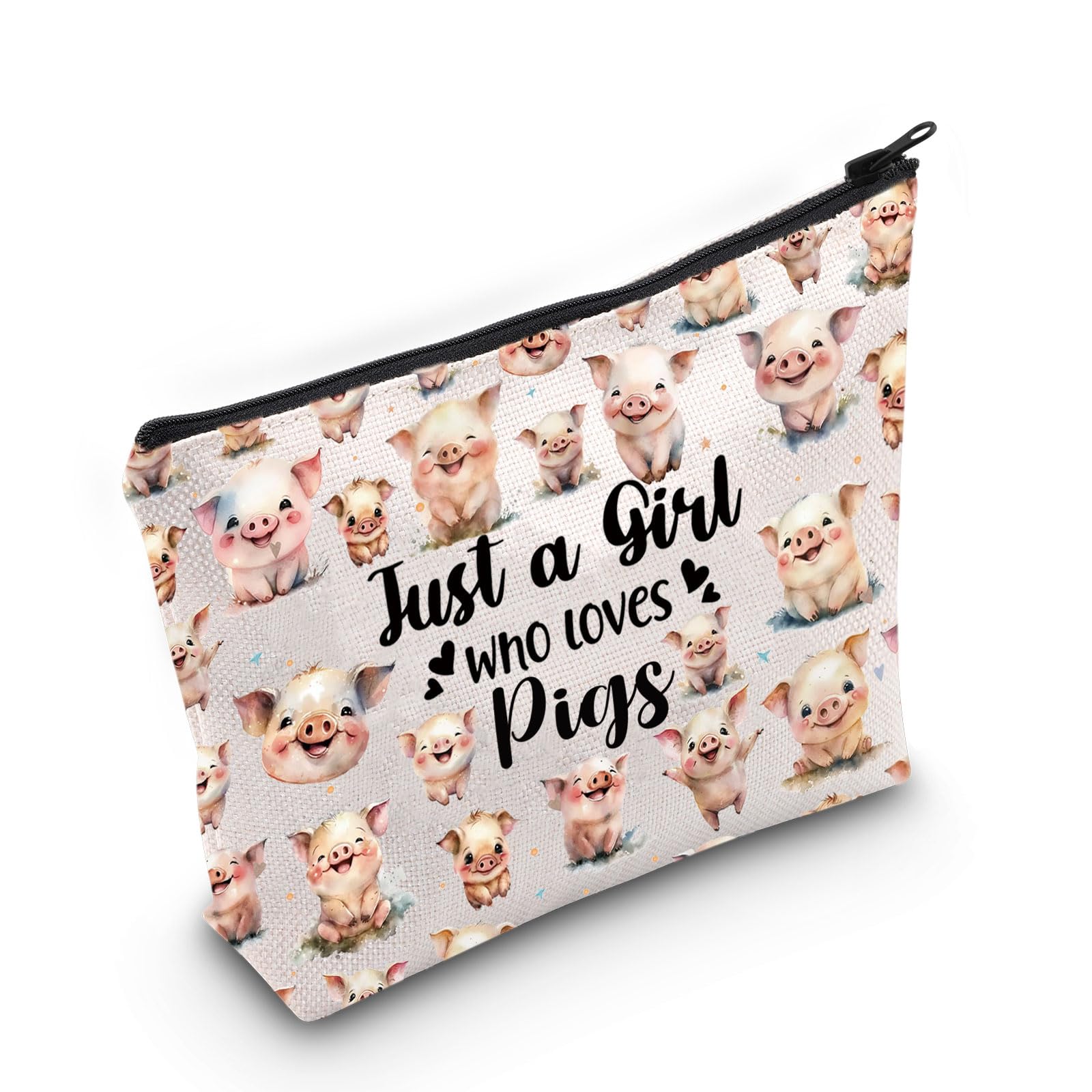 LEVLO Funny Pig Cosmetic Bag Animal Lover Gift Just A Girl Who Loves Pigs Makeup Zipper Pouch Bag Pig Lover Gift (Pigs)