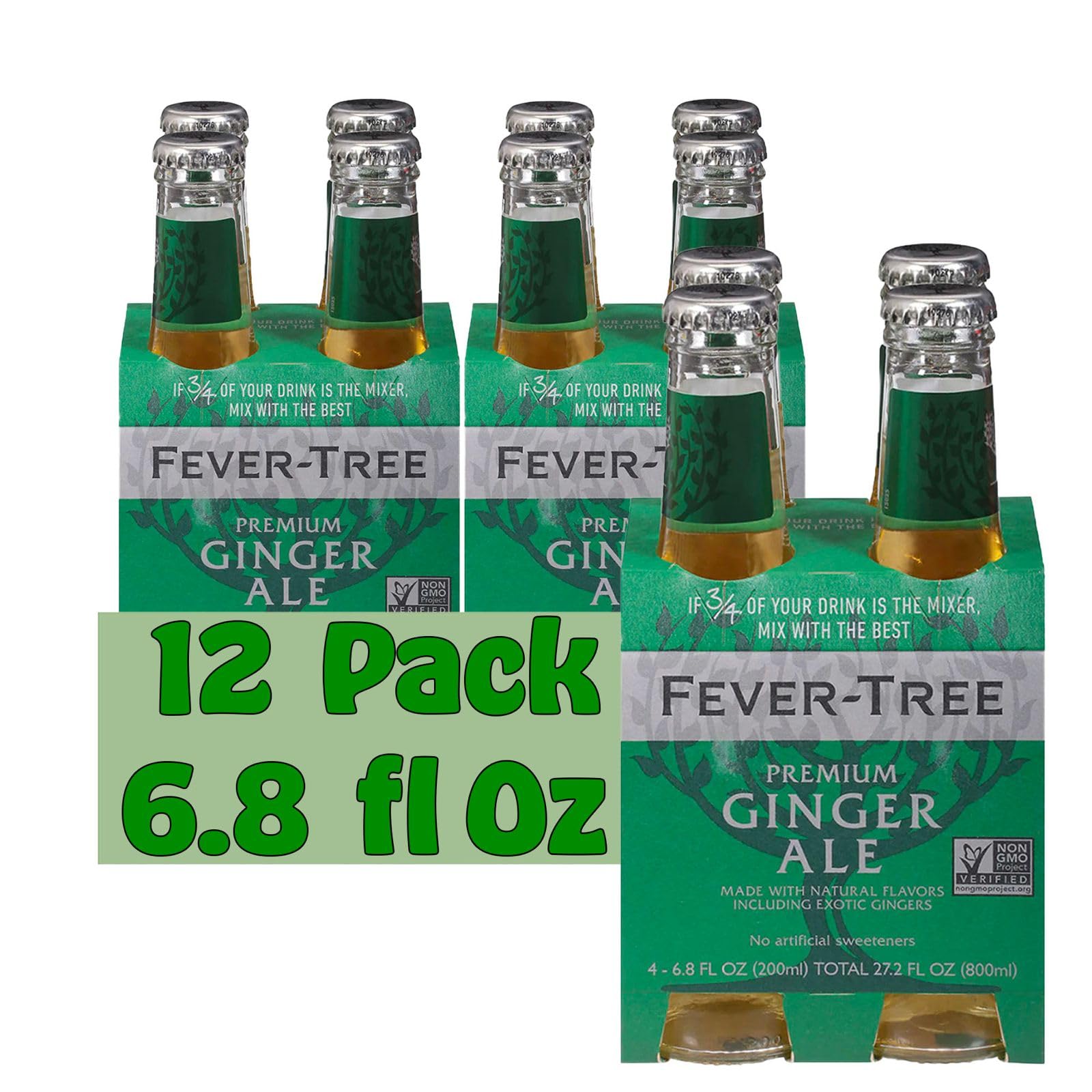 Fever-TreeGinger Ale Premium Cocktail Mixer 6.8 fl oz Glass Bottles 12 Pack