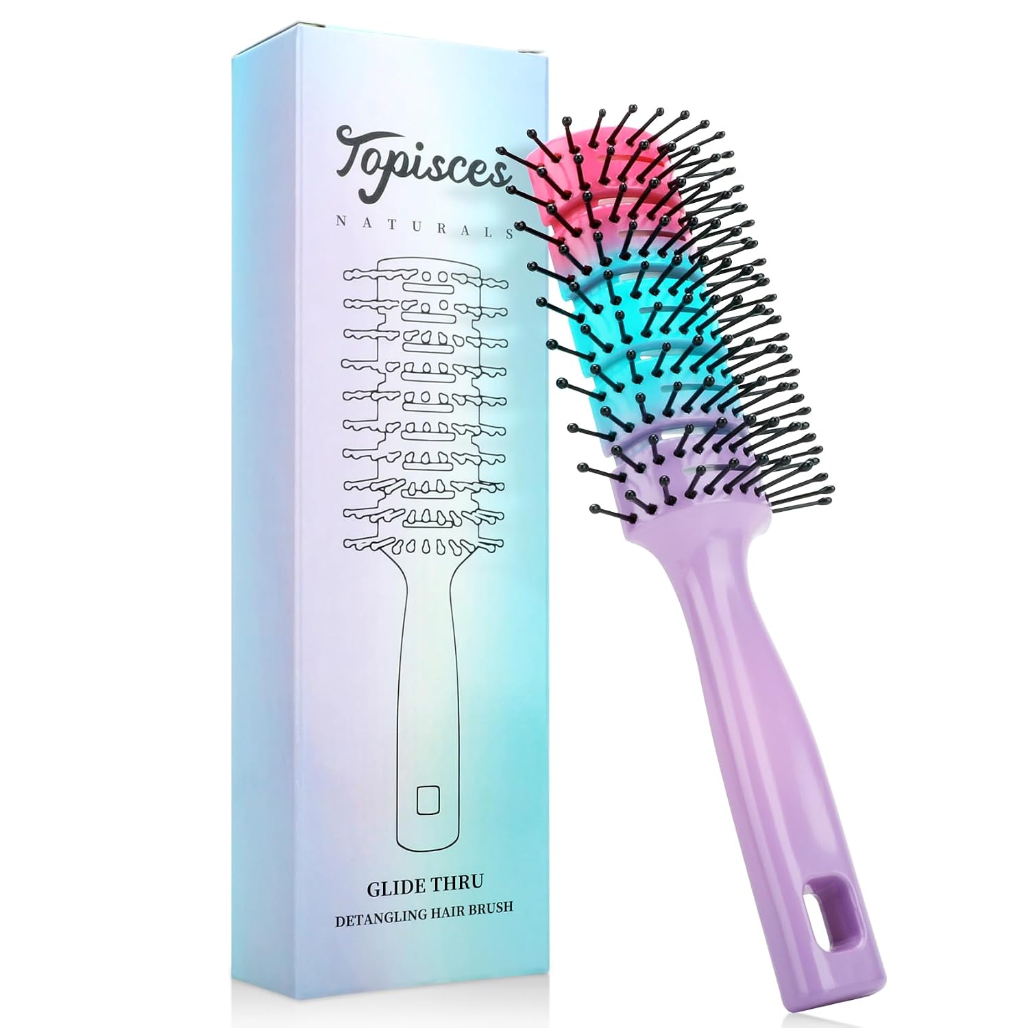 11 Row Vent Hair Brush, Vented Hairbrush for Men and Women, Detangling Hairbrush for Blow Drying Quickly, Purple