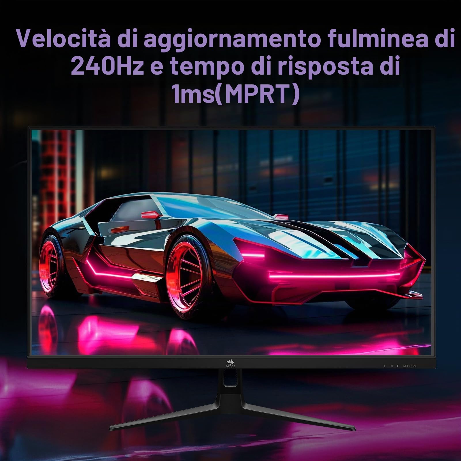 Z-Edge Monitor Gaming 27'' 240 Hz, IPS, 1ms, Schermo PC Gaming FHD 1080P Con HDMI Cavo, FreeSync, 400cd/m², 2*HDMI2.0 & 2*DP1.4, Inclinazione Regolabile, Cornice Ultra Sottile, Montabile VESA 100*100