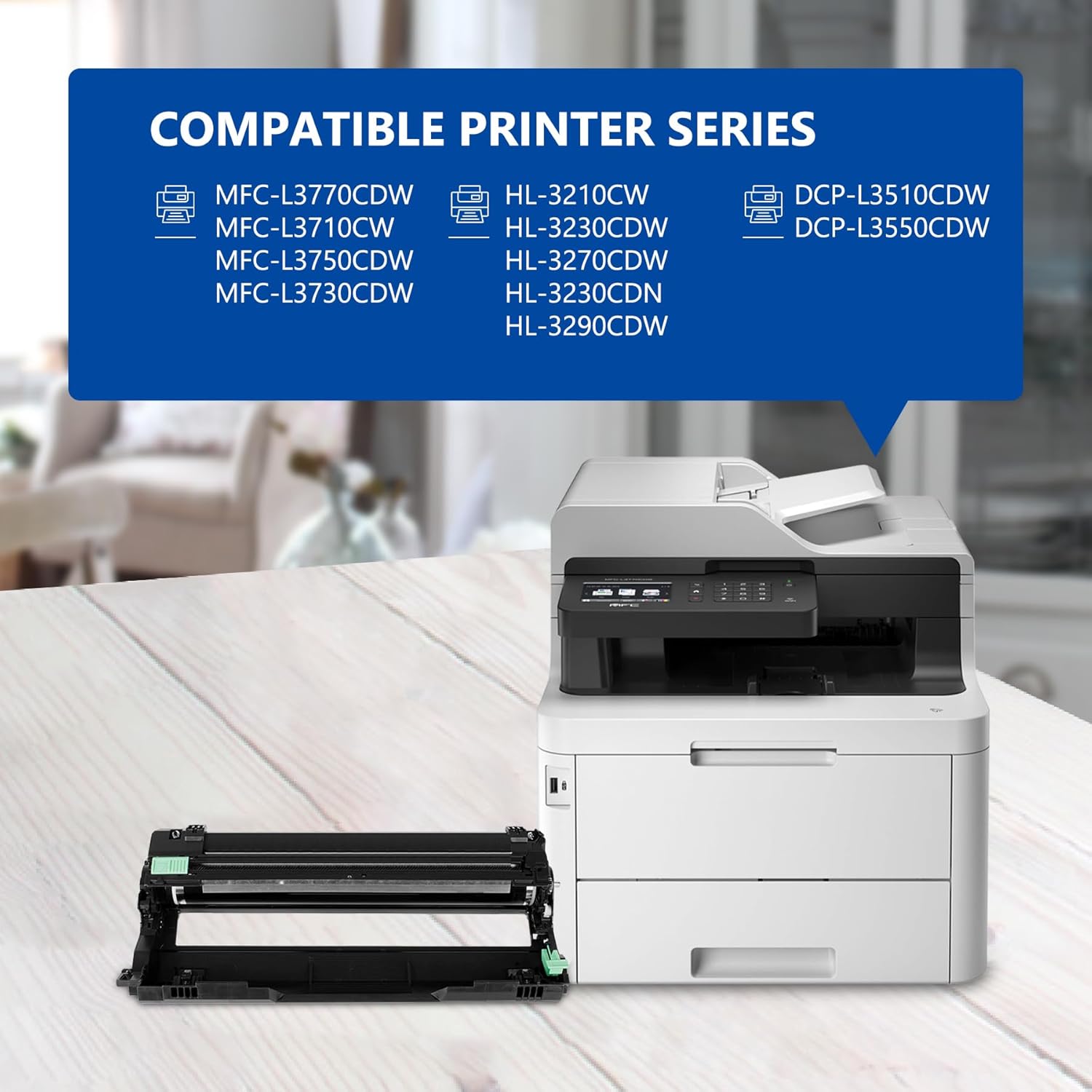 2 Pack DR223CL DR 223CL Black Drum Unit High Yield Replacement for Brother DR223CL DR223 DR-223 Drum Unit MFC-L3770CDW MFC-L3750CDW MFC-L3710CW HL-L3230CDW HL-L3290CDW HL-L3210CW Printer