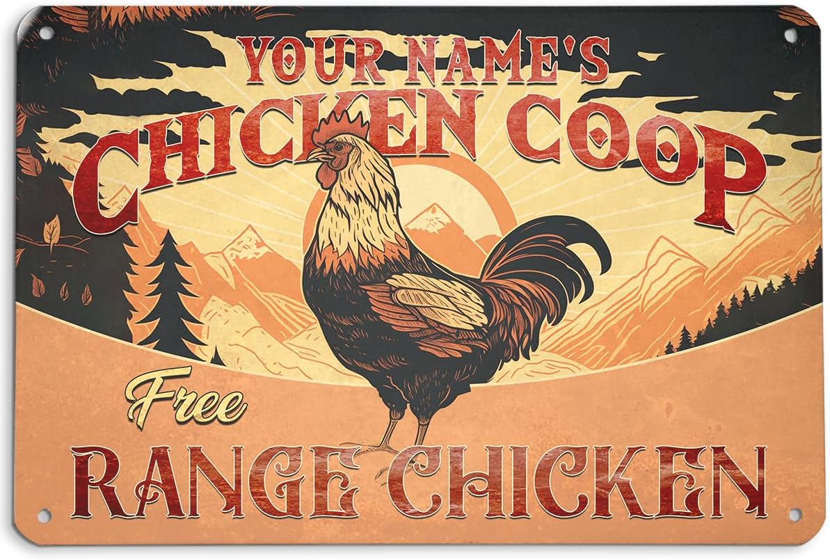 Personalized Funny Chicken Coop Classic Metal Sign, chicken coop signs, chicken coop signs outdoor, chicken farm sign (Style 2)