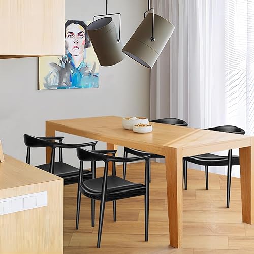 Miniatura 2 de VODUR Kennedy - Sillón tapizado de comedor de mediados de siglo, moderno sillón de cocina y comedor, color negro