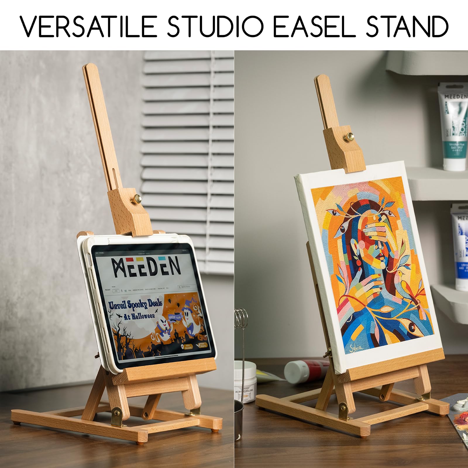 MEEDEN 10-Pack Aluminum Tabletop Easels | Foldable Display Stands For Canvas Up To 24x30 Inches | Portable Tripod Easels