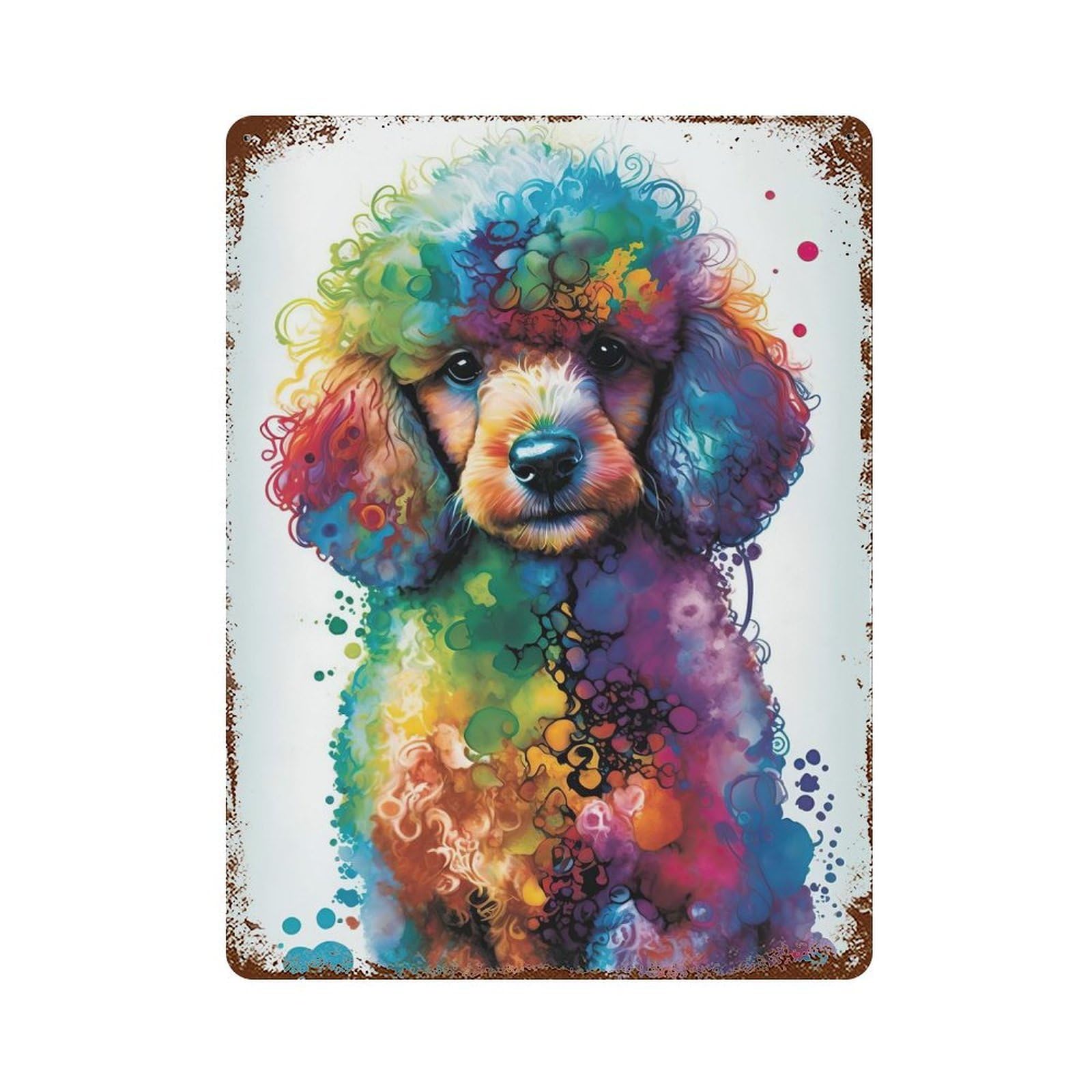 Poodle Style 4 Rust Effect Tin Sign 15.7"x11.8", Ideal for Shed, Workshop And Garage Wall Decor