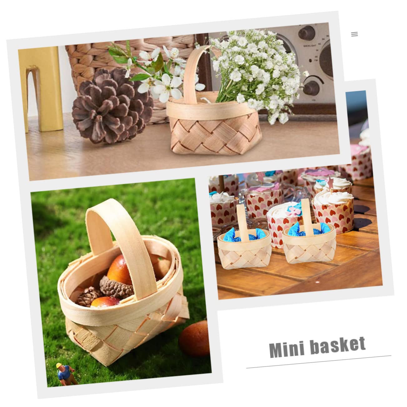 2 Cestas De Ratián Mini Para Manualidades Y Decoración | Tejidas A Mano Para Casas De Muñecas, Bodas, Pascua O Almacenamiento De Juguetes Pequeños