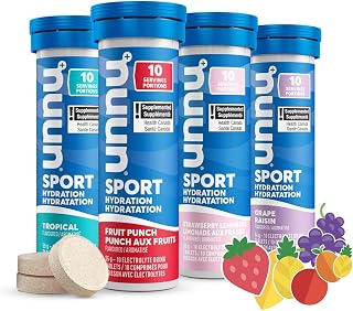 Nuun Sport: Electrolyte Drink Tablets, Box of 4 Tubes (40 servings), Juice Box Flavour Mix, Electrolyte Hydration Supplement