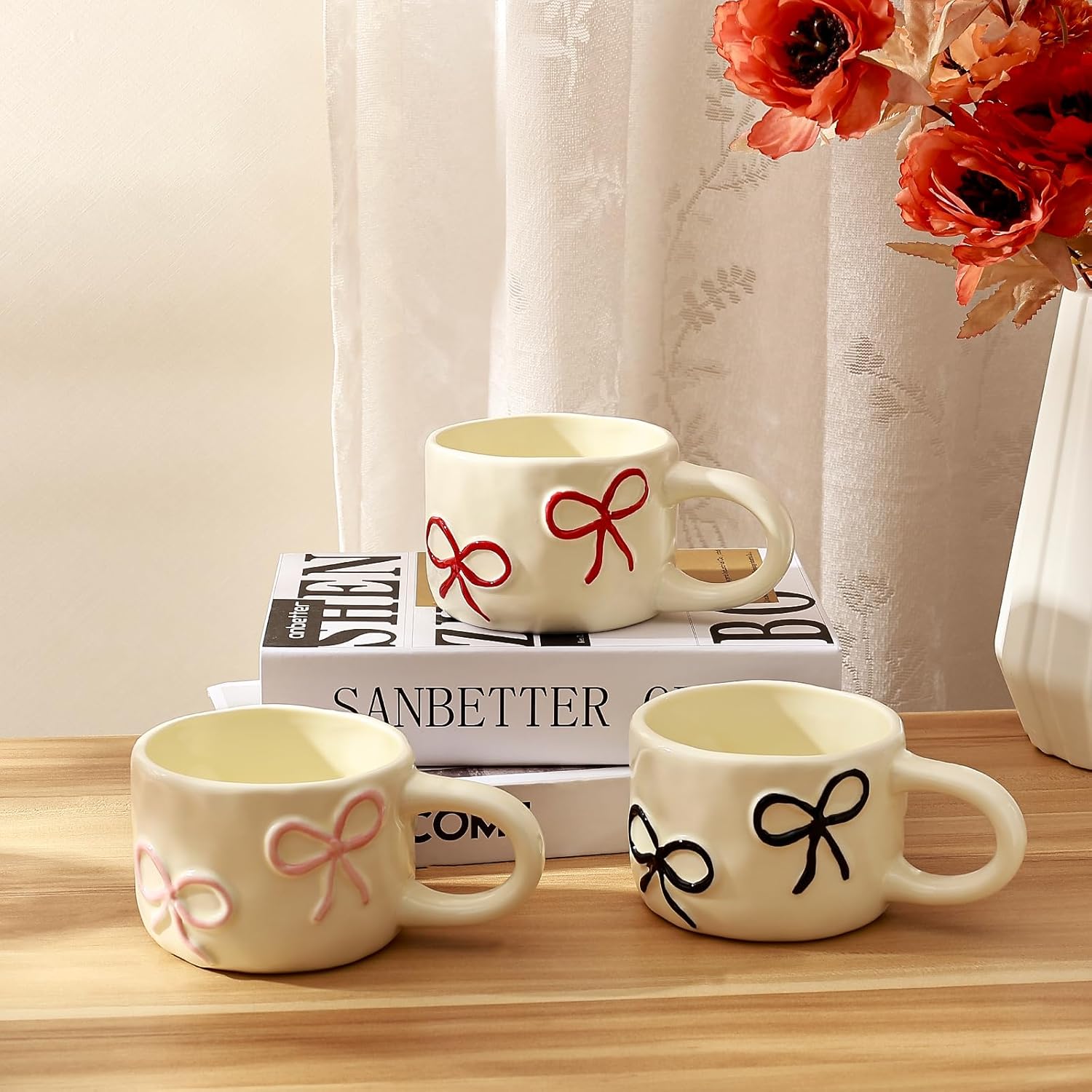 Koythin Coquette Bow Ceramic Coffee Mug, Funky Novelty Cup for Tea Milk Latte Cocoa, 8.5oz /250ml Perfect for Home, Office, or Birthday (Pink) - Image 4