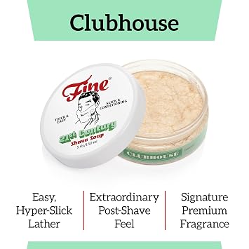 Mr. Fine 21C Mens Shaving Soap, Builds Thick & Easy Lather, Protects From Razor Burn & Irritation, No Artificial Colors, Made In Italy, 5oz. (150ml), Clubhouse