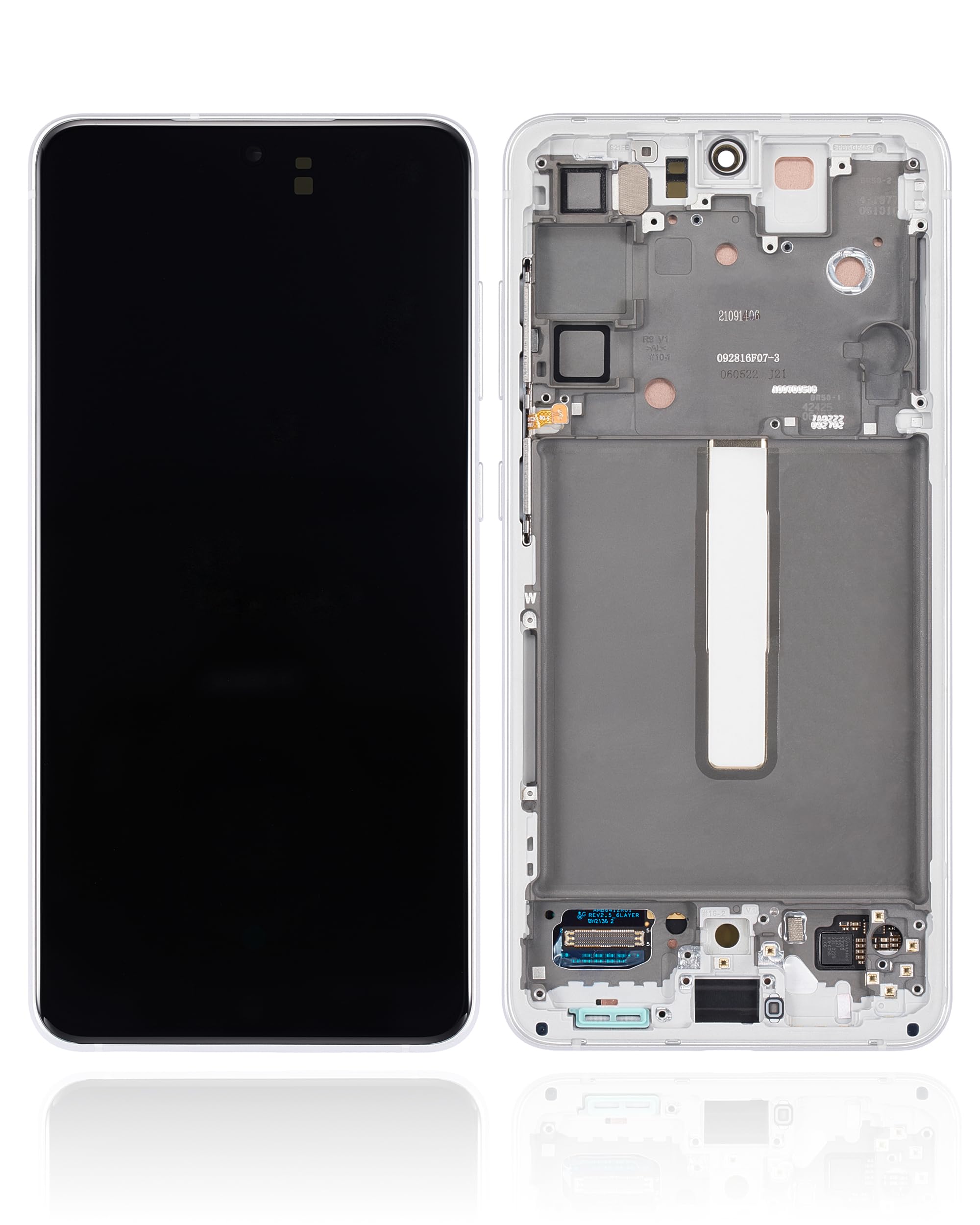 Écran OLED Samsung S21 FE 5G avec cadre blanc assemblé qualité Service Pack - 2