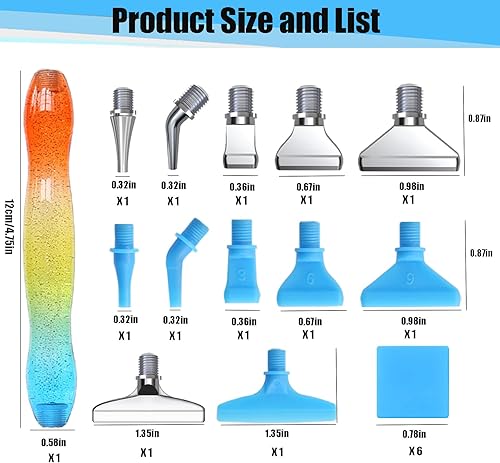 Miniatura 8 de Heyseri Juego de pintura de diamantes, herramientas de 19 piezas, puntas de bolígrafo de 12 hilos, anticaídas, agarre cómodo