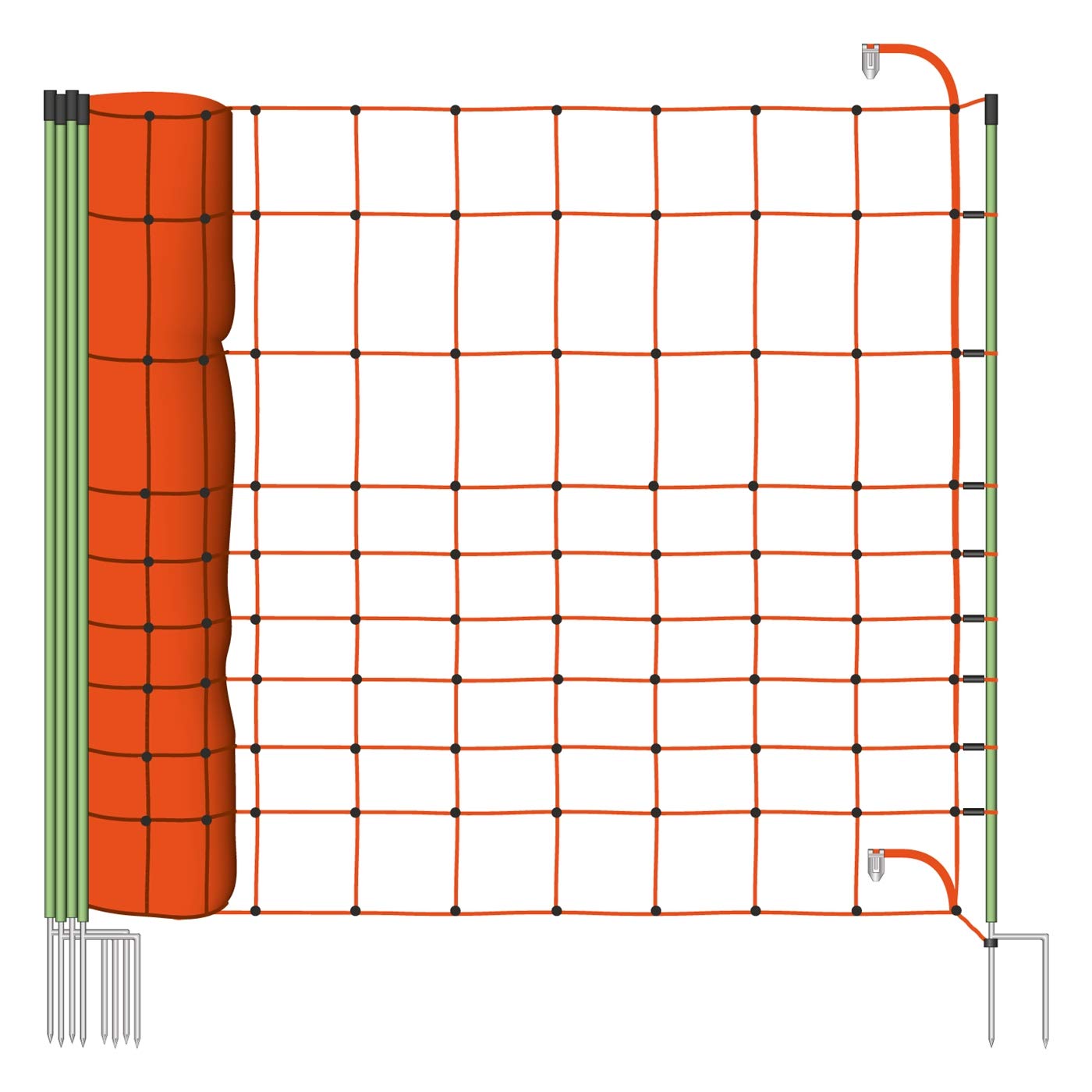 VOSS.farming 1x Filet Euro 50 m 120/2, Protection Contre l’abroutissement et borne de raccordement de Protection Contre Les Loups, Protection des Ovins