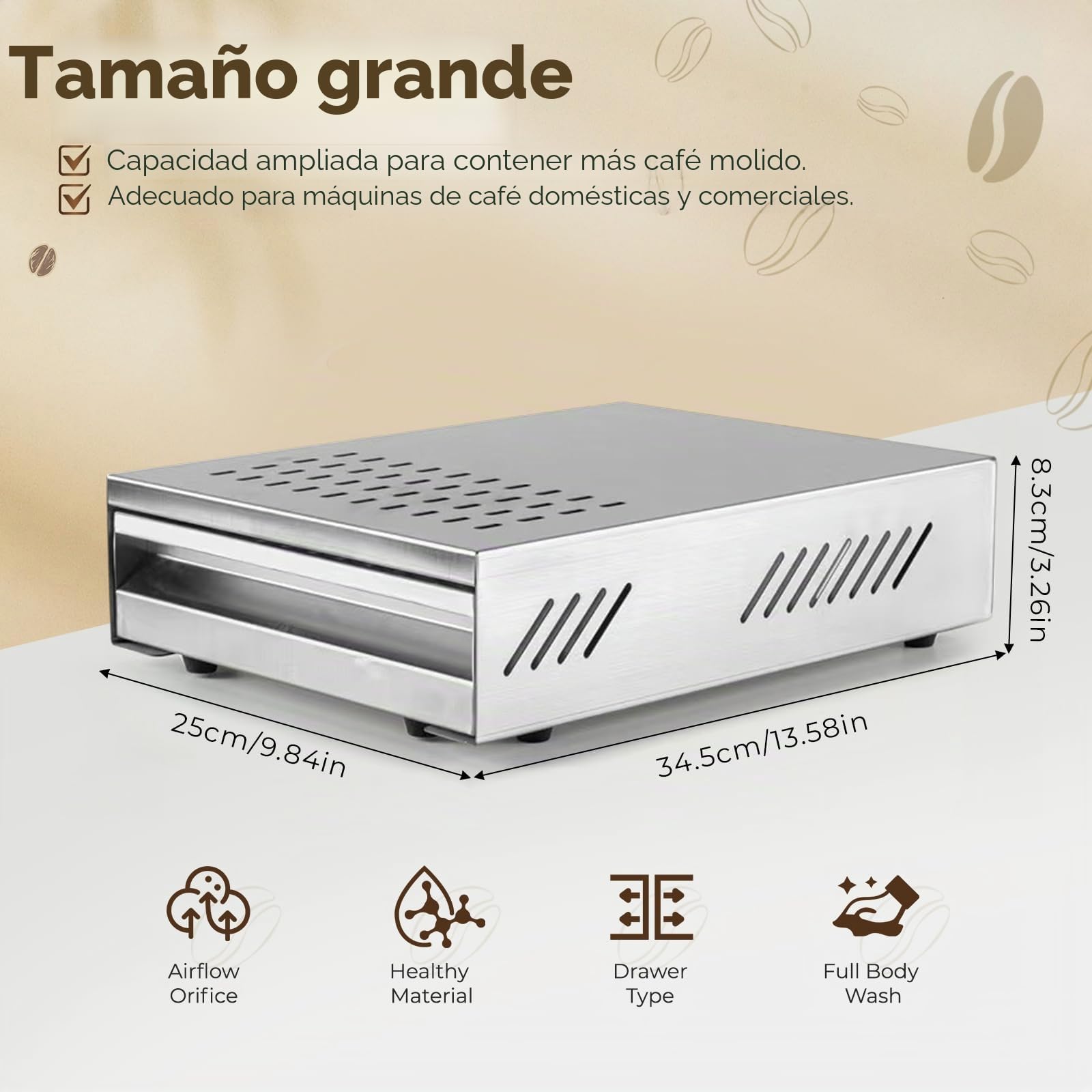 Cafe Knock Box Cajon Posos Cafe de Acero Inoxidable Contenedor de Caja de Café con Palo de Golpe Accesorios Cafetera