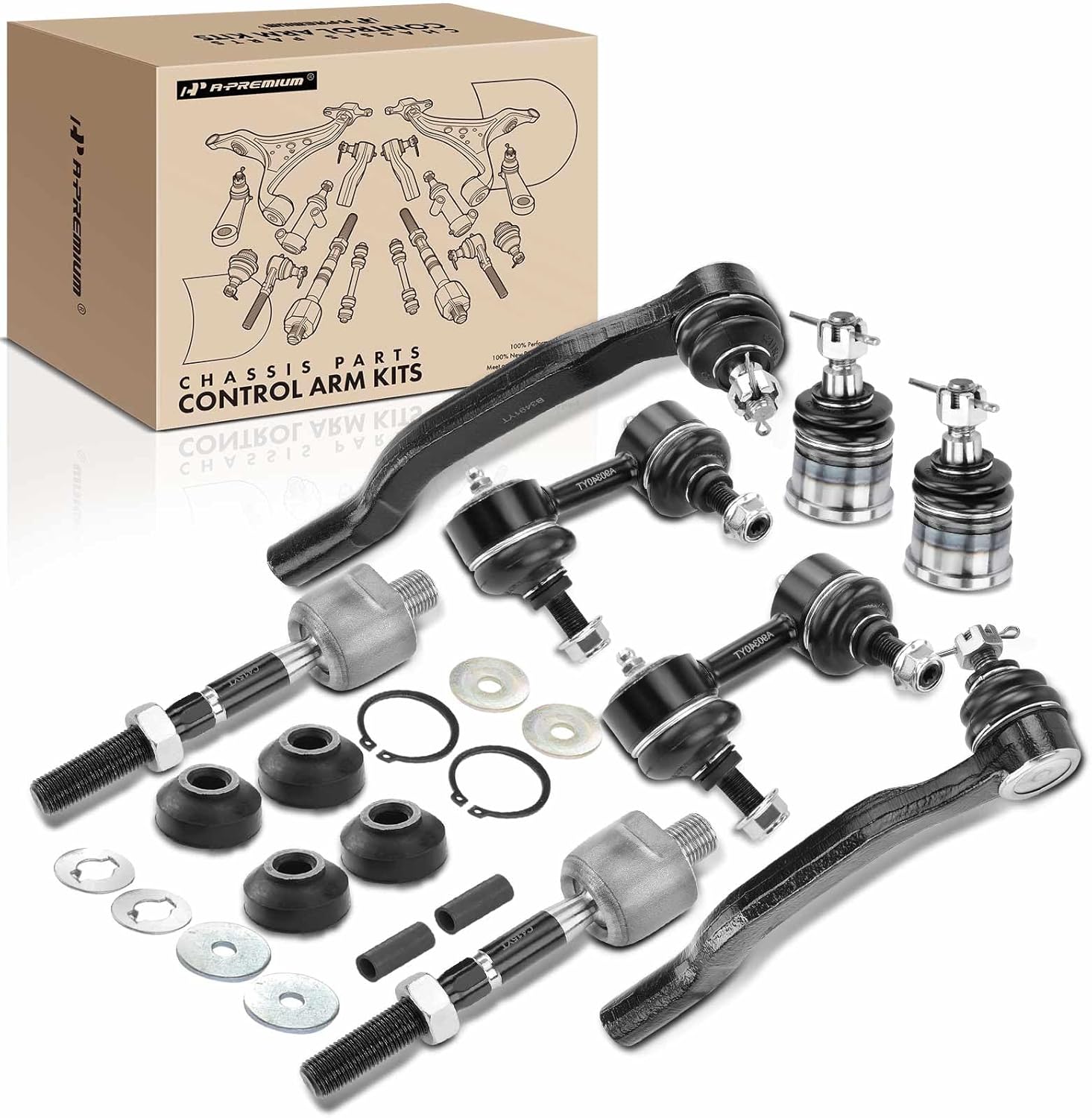 A-Premium Set of 10, Front Sway Bar Link, Lower Ball Joint, Inner Outer Tie Rod End, Upper Suspension Strut Mount Kit, Compatible with Honda Accord 1998-2002, Acura TL 1999-2003, CL 2001-2003