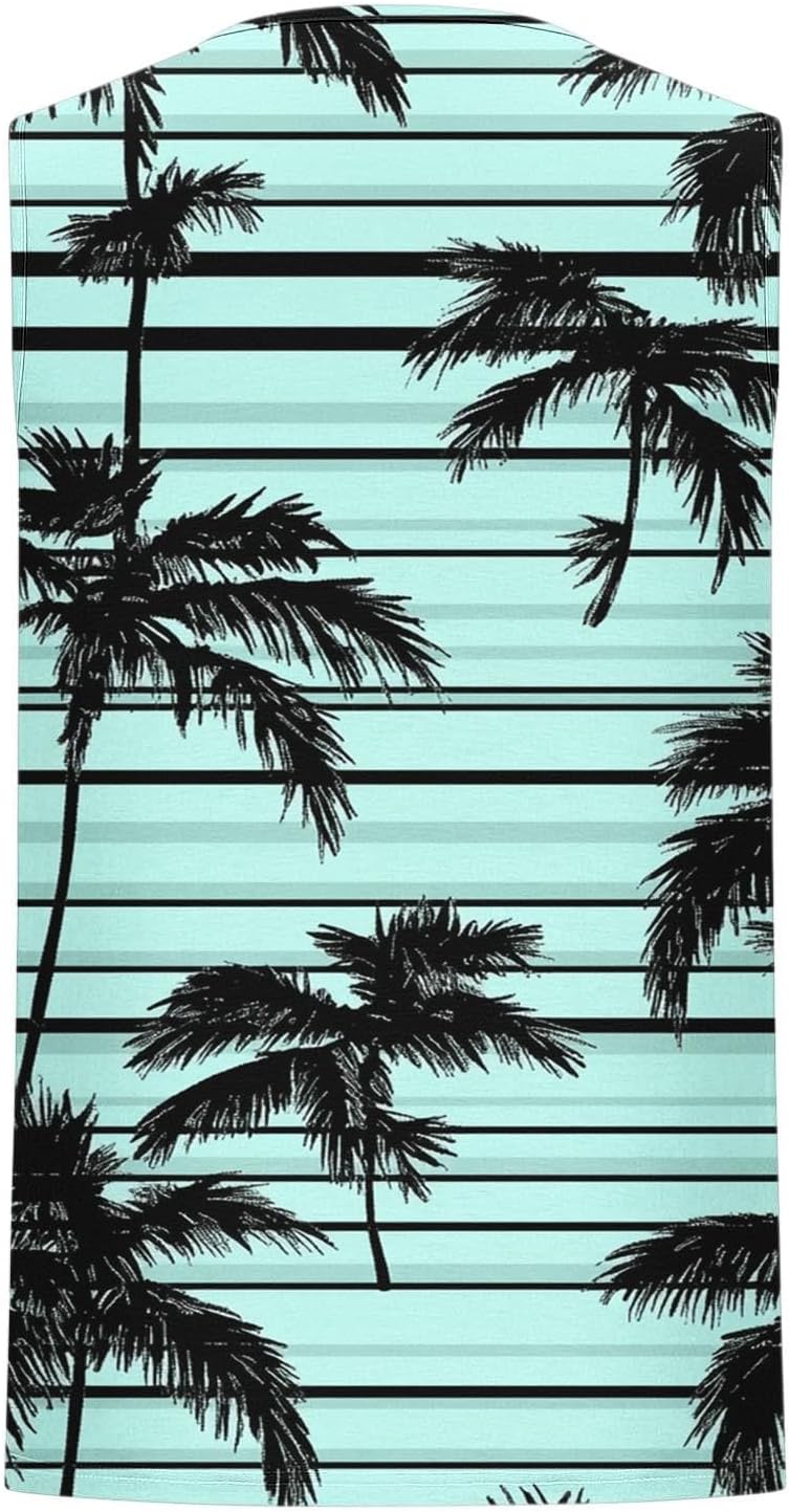 Coconut Tree Printed Tank Top Men Plus Size Summer Hawaiian Top Sports Fitness Cut Off Tee Beach Sleeveless Shirts