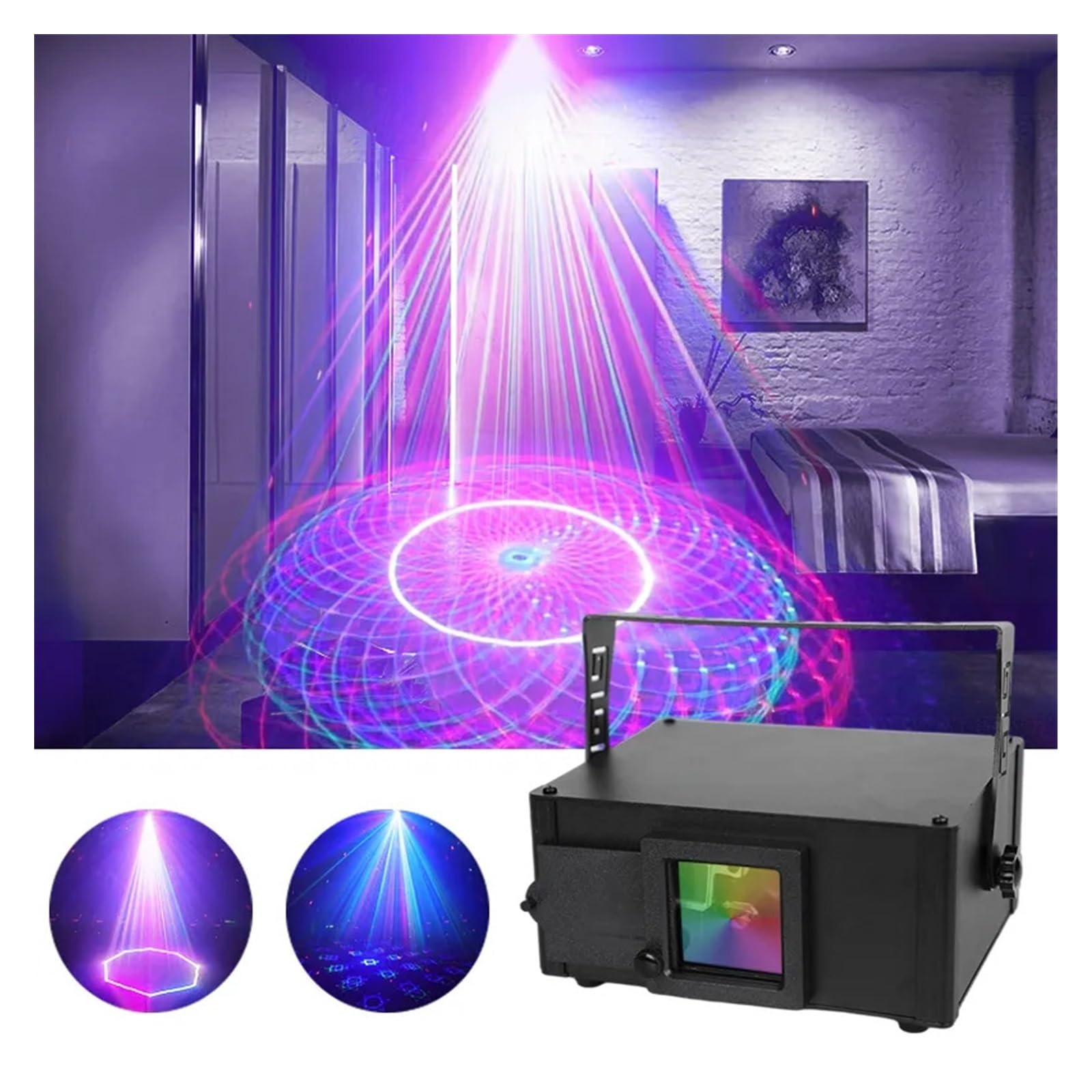 Luci per Feste, Mixer 4D Animazione Luce da palcoscenico Controller stroboscopico RGB DJ Discoteca Proiettore Festa di Natale Vacanza Matrimonio Bar Club Luce