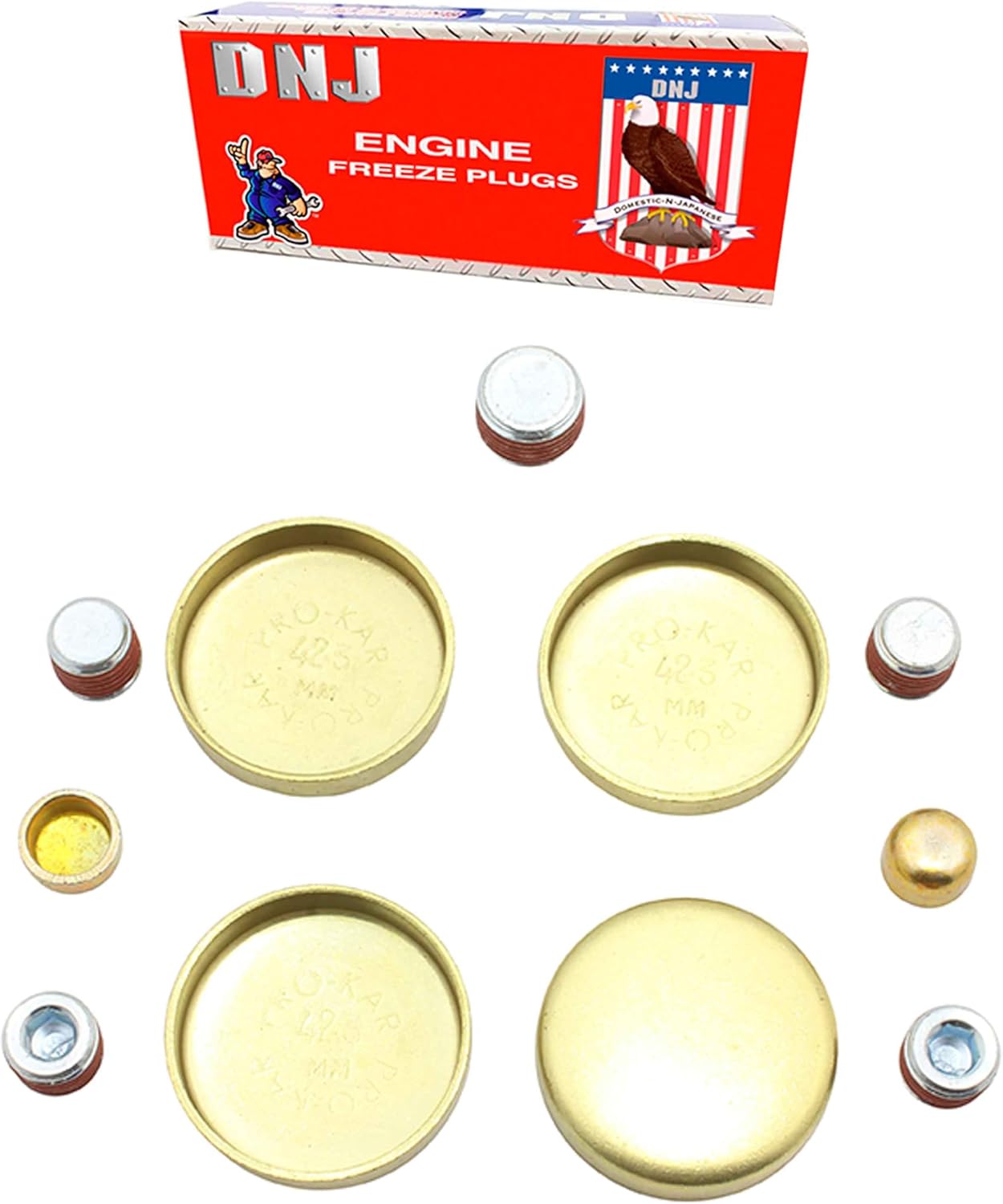 DNJ FPS330 Brass Freeze Plug Set for 1998-2003 Chevrolet, GMC, Isuzu, Pontiac Cavalier, Hombre, S10 2.2L L4 8V OHV 2190cc