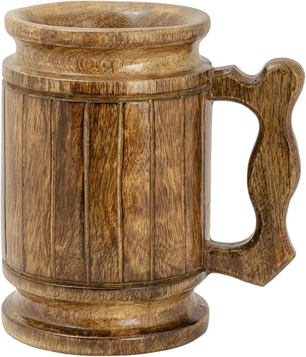 Mie Creations Taza de cerveza de madera con asa, regalo del día del padre para hombres, jarra grande de 18 onzas para beber cerveza, tazas de