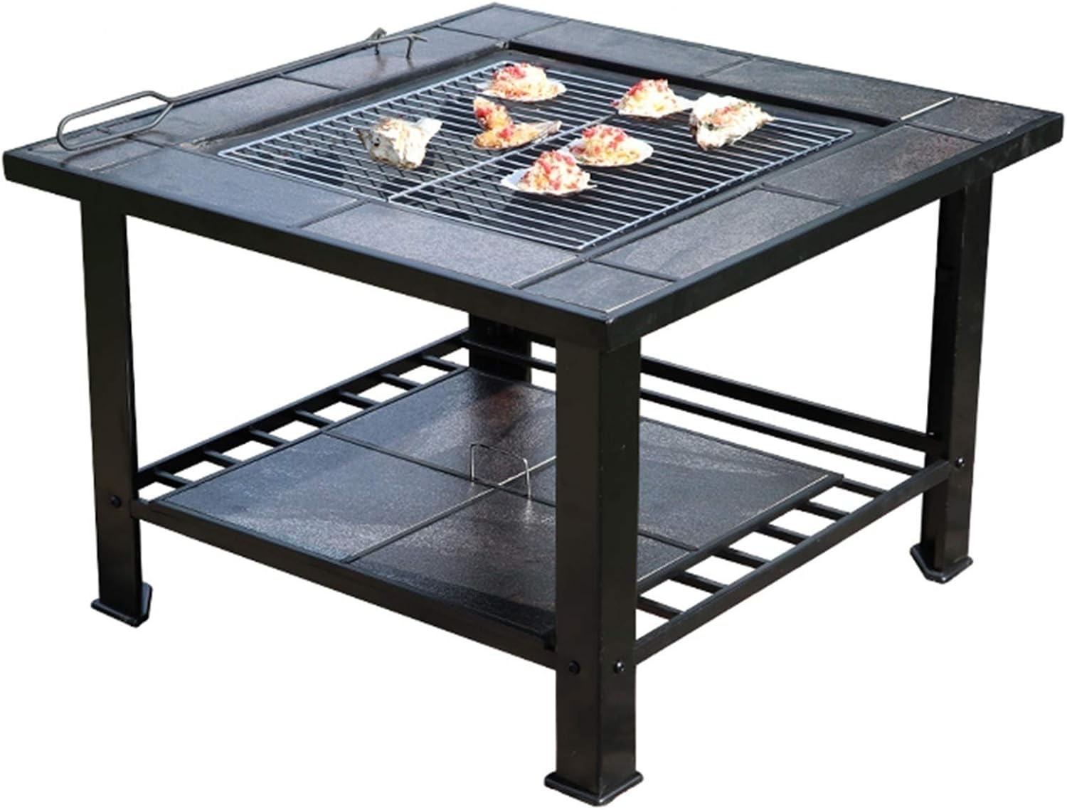 Outdoor Fire Pit Garden Square Metal Fireplace with Spark Screen Cover, Poker, Cover, Barbecue Picnic Camping Camp Fire Backyard, 79cm/29.9" (Color : Kit-1) (Kit 2)