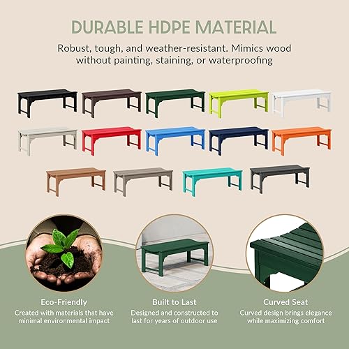 Vista 7 de WestinTrends Malibu - Banco para exteriores, resistente a todo tipo de clima, de madera de polietileno, sin espalda, para patio, jardín, asiento