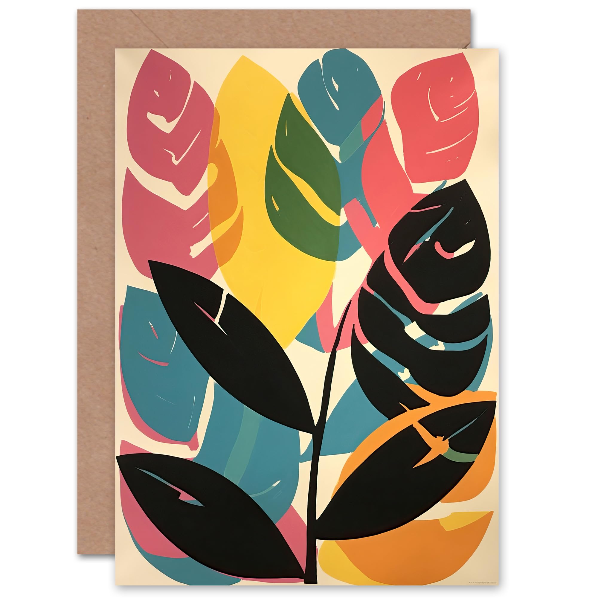 Artery8 Henri Matisse Style Leaves Boho Birthday Thank You Greeting Card