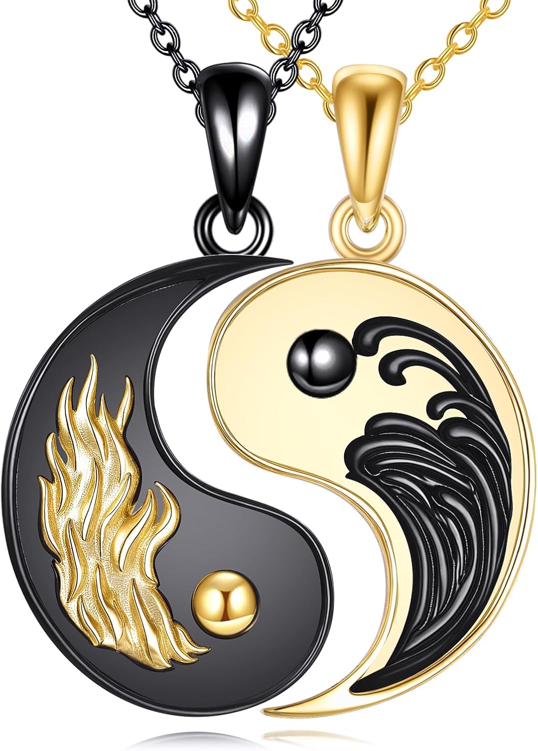 VONALA Yin Yang Matching Necklace 925 Sterling Silver Yin Yang Pendant Couple Jewelry for Women Men BFF Gifts