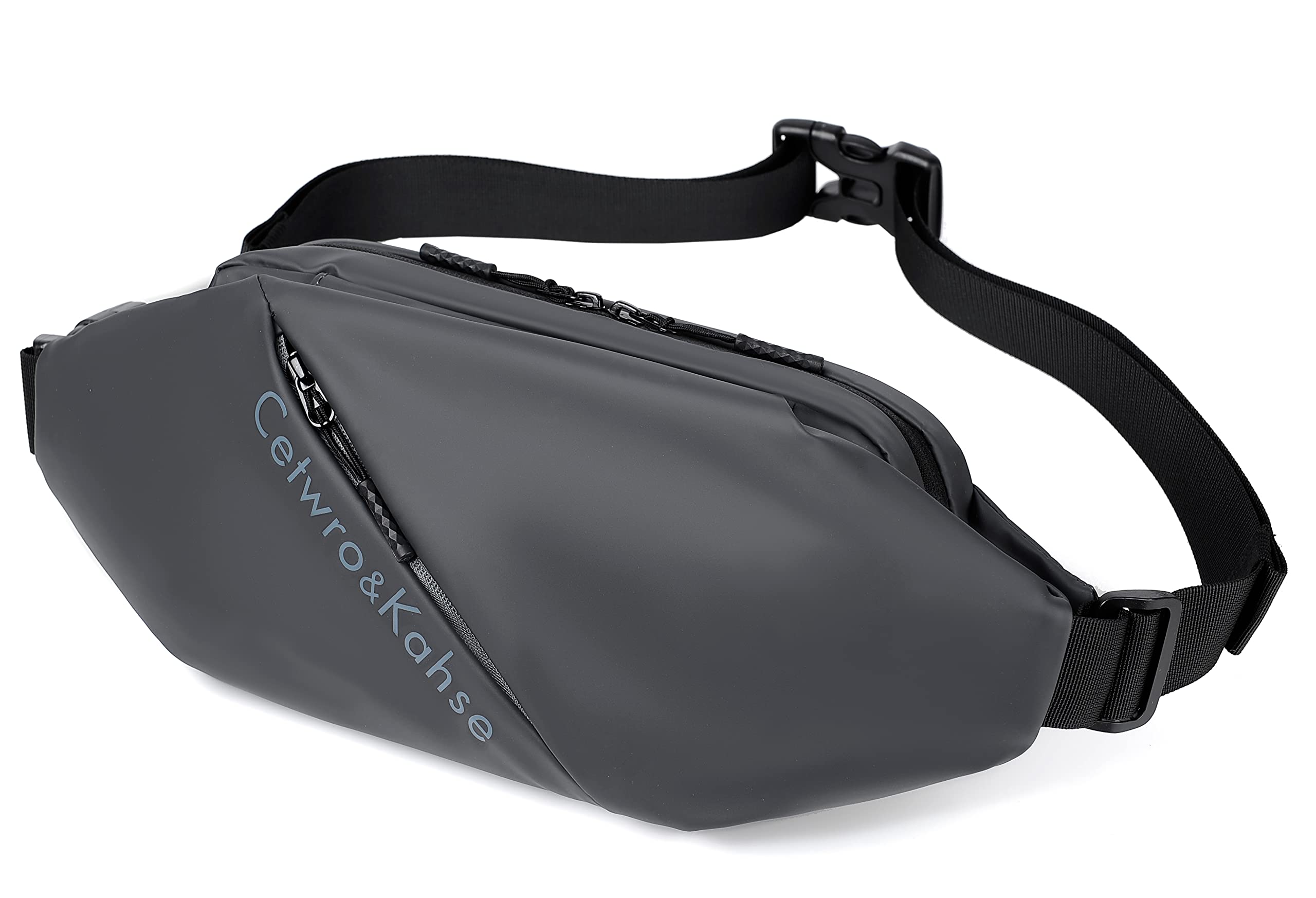 FSD.WG Fanny Pack Waist Packs with Extender for Men,Large Crossbody Bag Hip Pack with 3-Zipper Pockets Adjustable Straps for Casual Travel Hiking Running Outdoor Sports