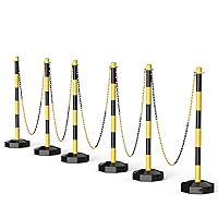 Vista 7 de Paquete de 6 Conos de Poste Delineador de Tráfico con Base Rellenable, Barrera de Seguridad Ajustable de Plástico para Control de Multitudes