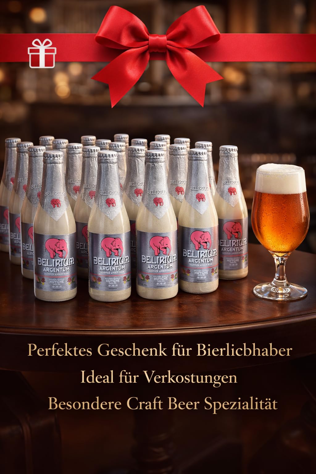 Delirium Argentum IPA Bier 24x 0,33l – Belgische Jubiläumsedition der Brauerei Huyghe – Stark Gehopftes Craft Beer mit 7% Vol – Limitierte Delirium Serie mit Intensivem Aroma & Fruchtigen Hopfennoten