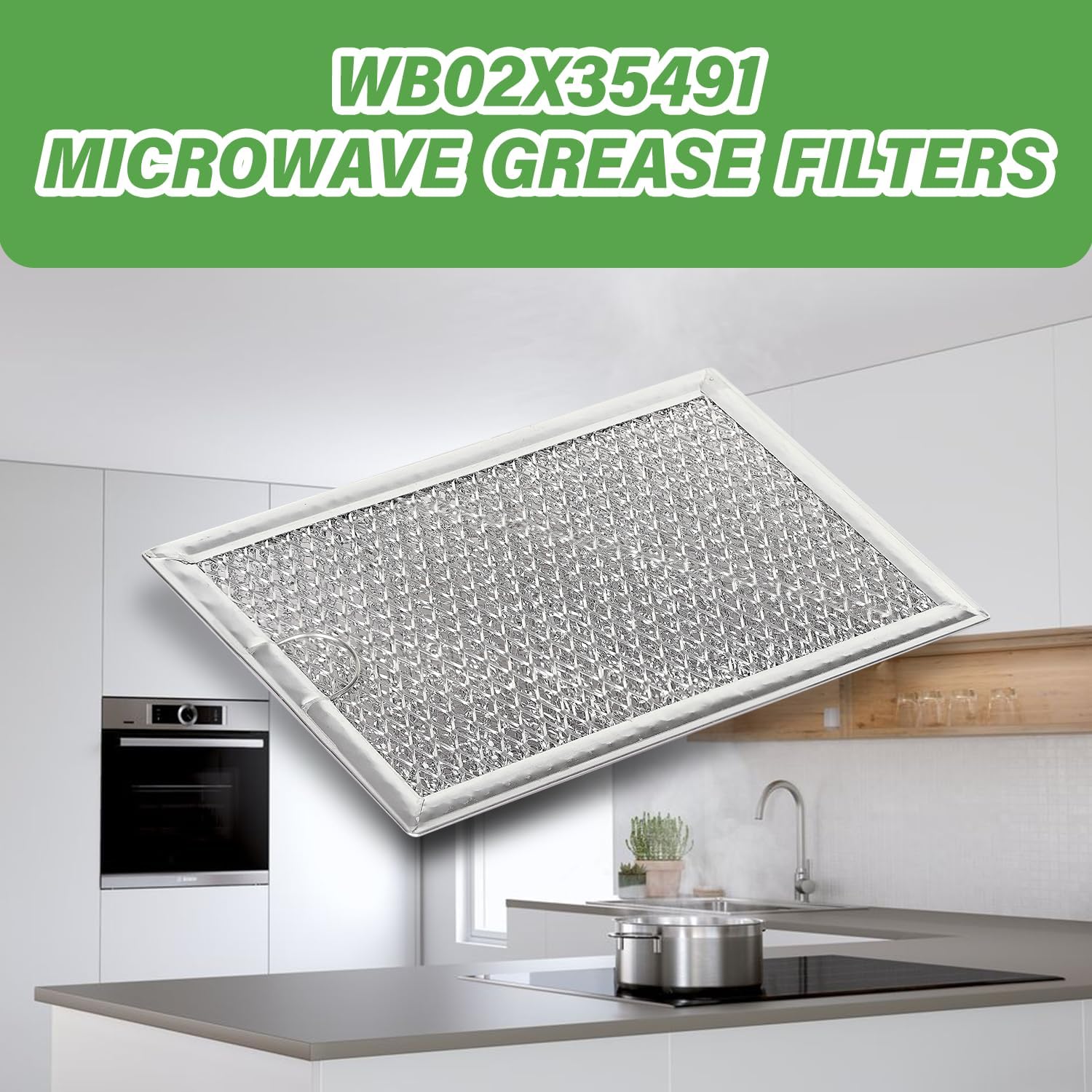 2PCS WB02X35491 Microwave Grease Filters Compatible with GE (OEM Part) Microwave Oven RepLacement REPLACE AP6985256, PS12749195, EAP12749195