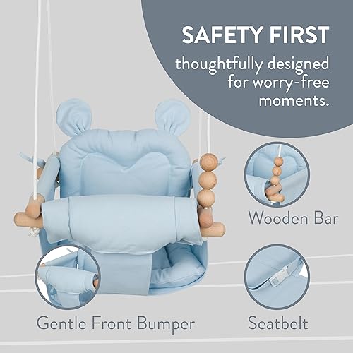 Miniatura 2 de Monkey & Mouse Baby Swing - Silla colgante portátil para interiores y exteriores, color azul pálido, para bebés y niños pequeños de hasta 4 años,