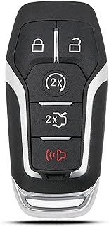 Key Fob Shell Case Replacement Fits for Ford Mustang Fusion Edge Explorer F150 F250 F350 Lincoln MKZ MKX MKC 2014 2015 2016 2017 Keyless Entry Remote Control 5 Button Pad Cover M3N-A2C31243300
