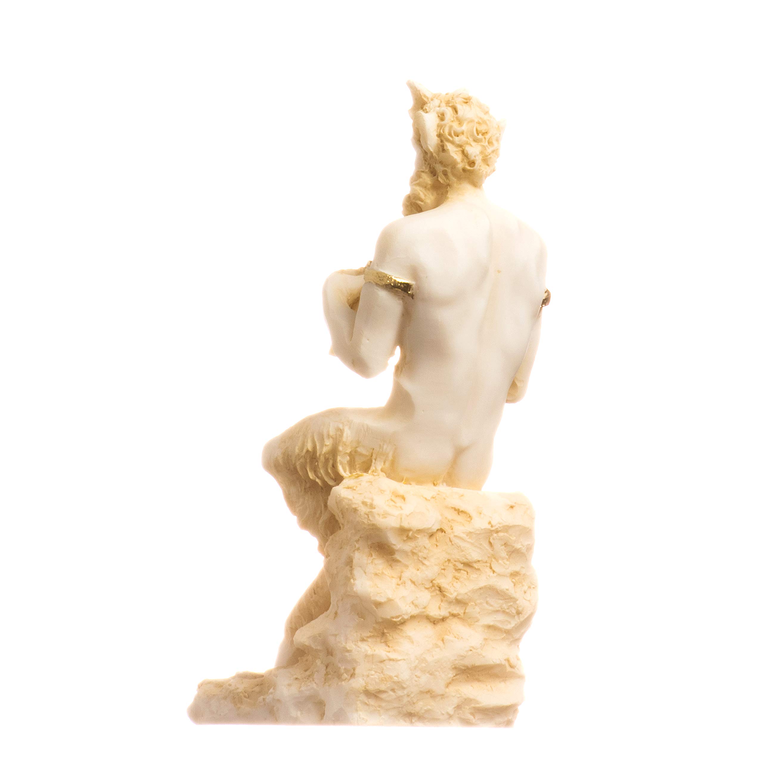 BeautifulGreekStatues Satiro Pan Panas Statua Greca Romana Fatta a Mano in Alabastro Oro Figura Maschile 12cm