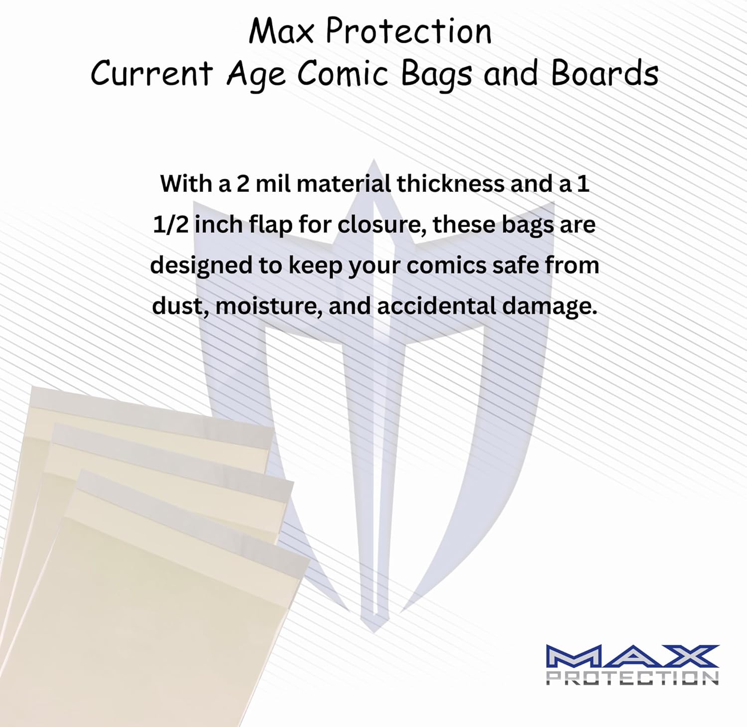 Max Protection Max Pro Current Comic Bags - Archival Quality Acid-Free Storage for Comic Books - Crystal Clear 2 mil Polypropylene - 6-7/8"x10-1/2 Protection - (100 Bags)