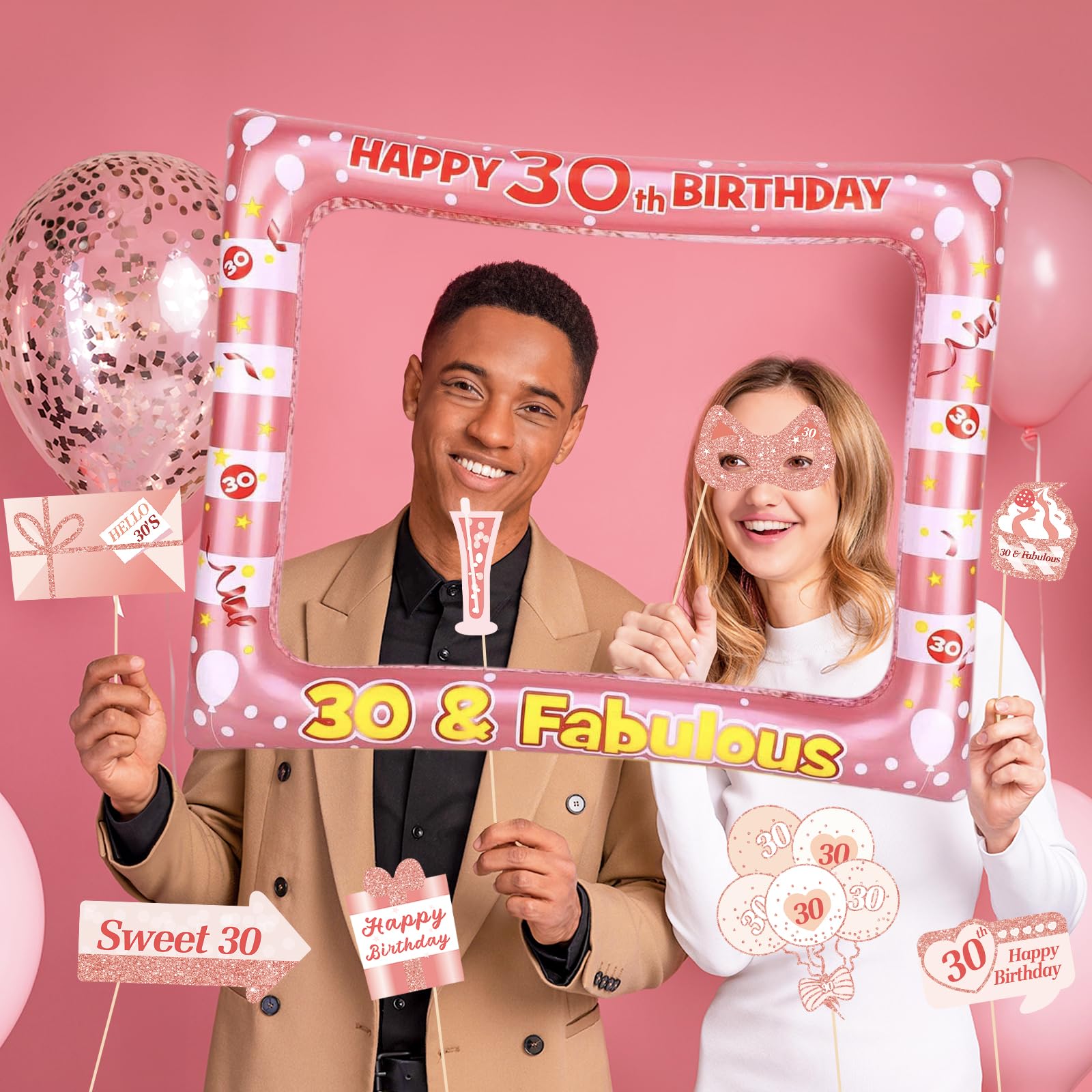 Cadre Anniversaire Photomaton, Cadre Photo Gonflable 18 Or Rose, Accessoires De Boîte Photo