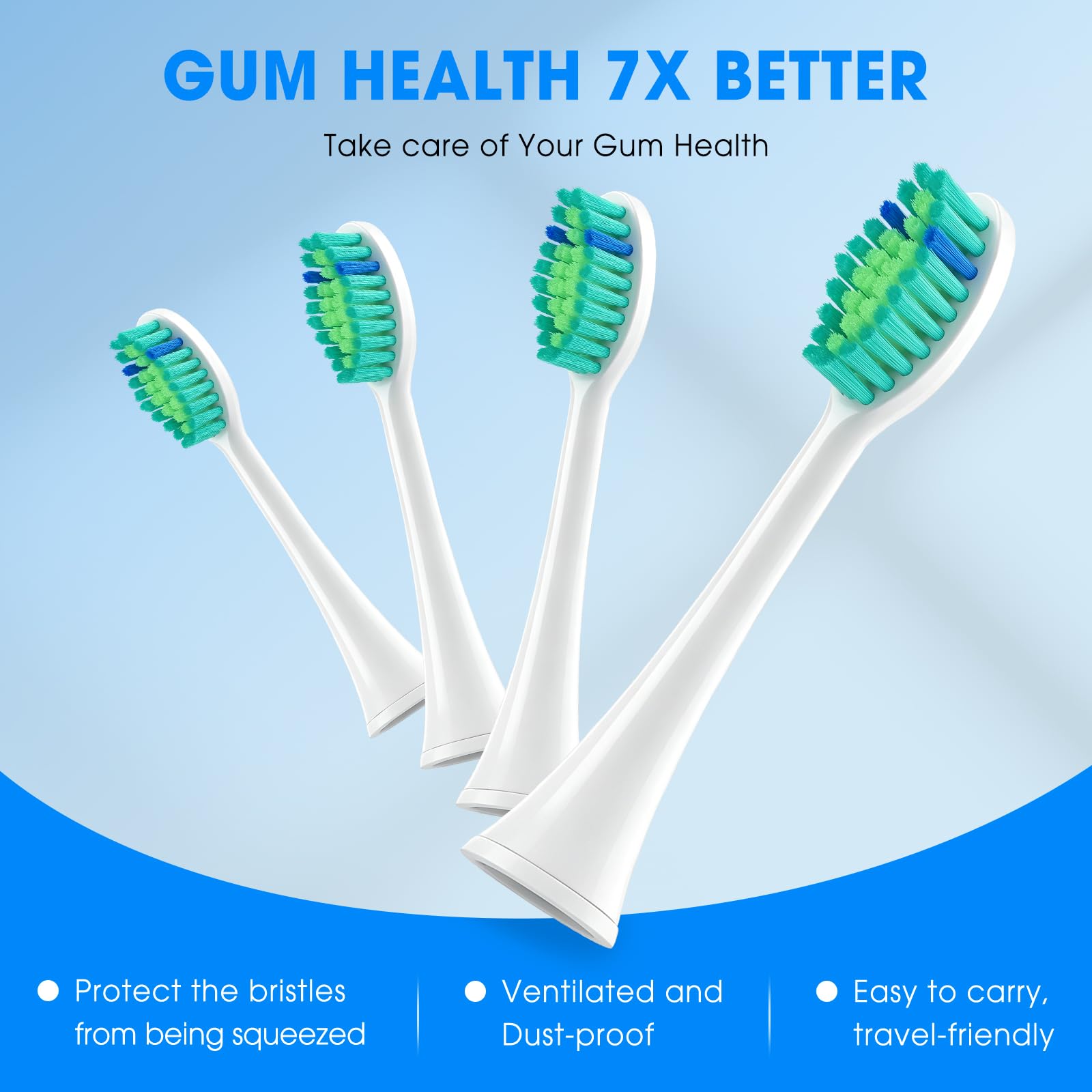 Cabezales de repuesto para cepillo de dientes TAO Clean Sonic, cabezales de repuesto para cepillo de dientes TAO Clean Sonic, cerdas suaves medianas para adultos, blanco, paquete de 4