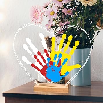 Blevla Family Handprint Kit - Baby Hand and Footprint Kit, Gift for New and Expecting Parents - Family Gifts Ideas - DIY Craft Newborn Keepsake Baby Shower Gifts - 4 Non-Toxic Paints Heart