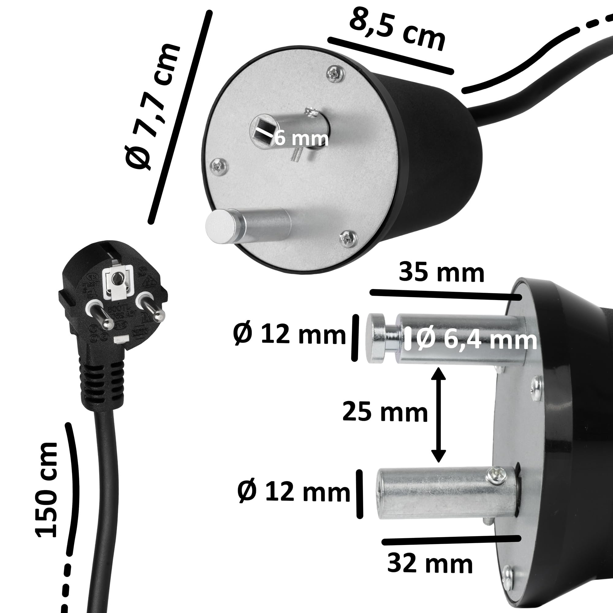 BBQ-Toro Universal Grillmotor für Grillspieß | 220-240V | Belastbar bis 10 kg | Drehmotor für Rotisserie, Spießbraten, Schaschlik, Spanferkel | Grillspiess Motor, Grill Motor, Grillrotator