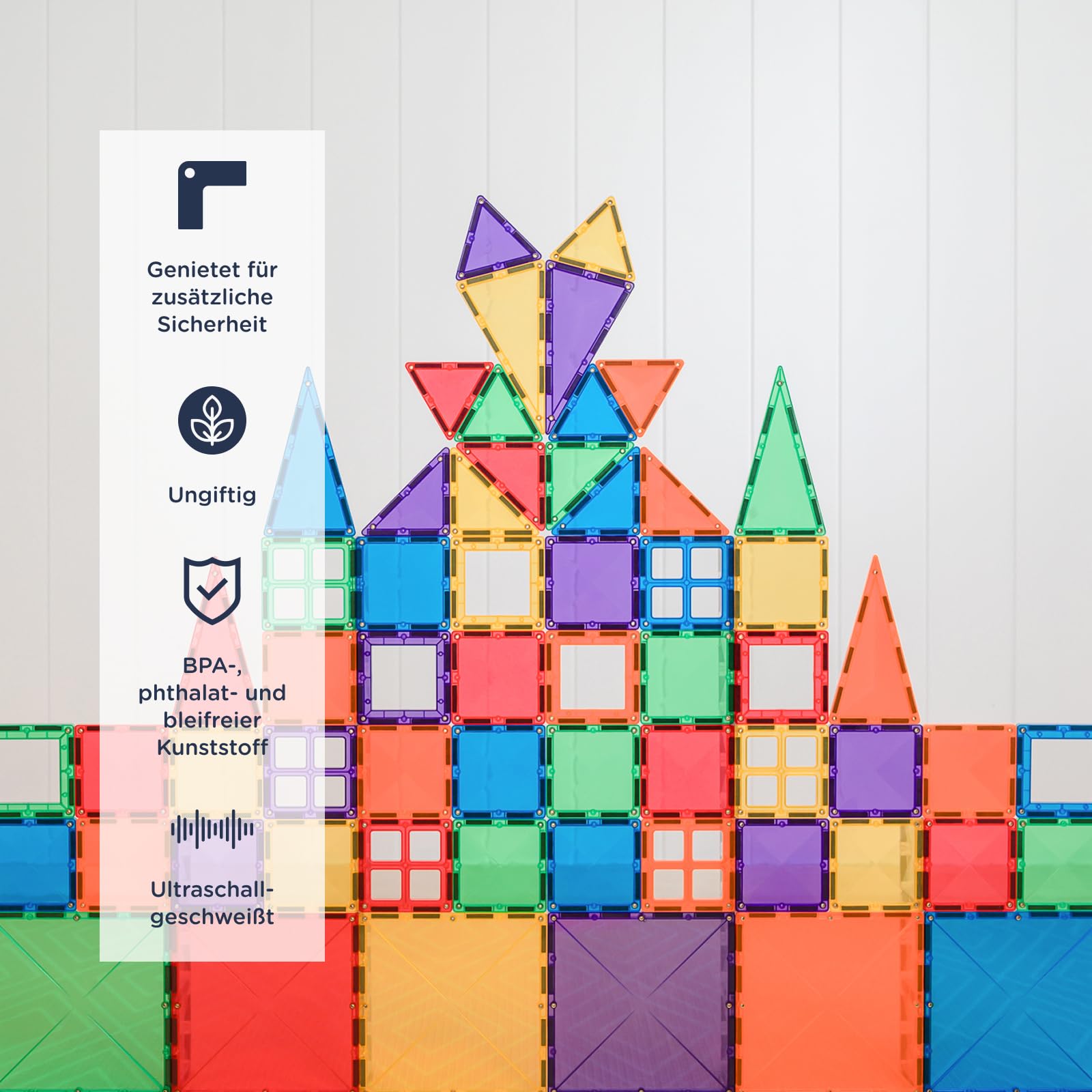 CONNETIX Magnetbausteine Regenbogen Starterpaket, 60 Stück, Ideales Basis Set mit Quadraten und Dreiecken, prämiertes Mint Lernspielzeug für kreatives 2D und 3D Bauen, ab 3 Jahren