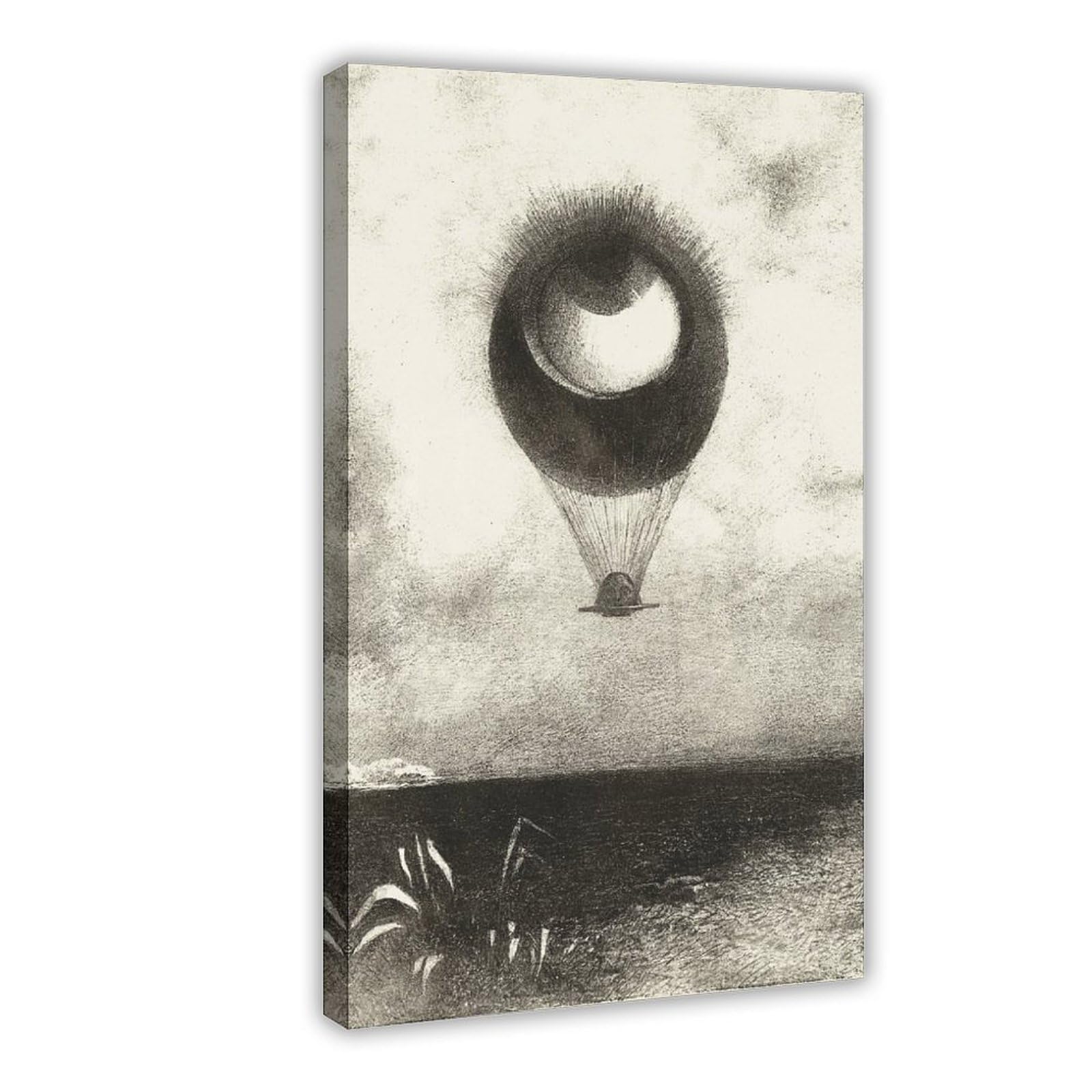 WCYB The Eye, Like A Strange Balloon, Mounts Toward Infinity by Odilon Redon Canvas Posters Prints Canvas Deco Paintings Wall Art Frame 12" L X 18" W