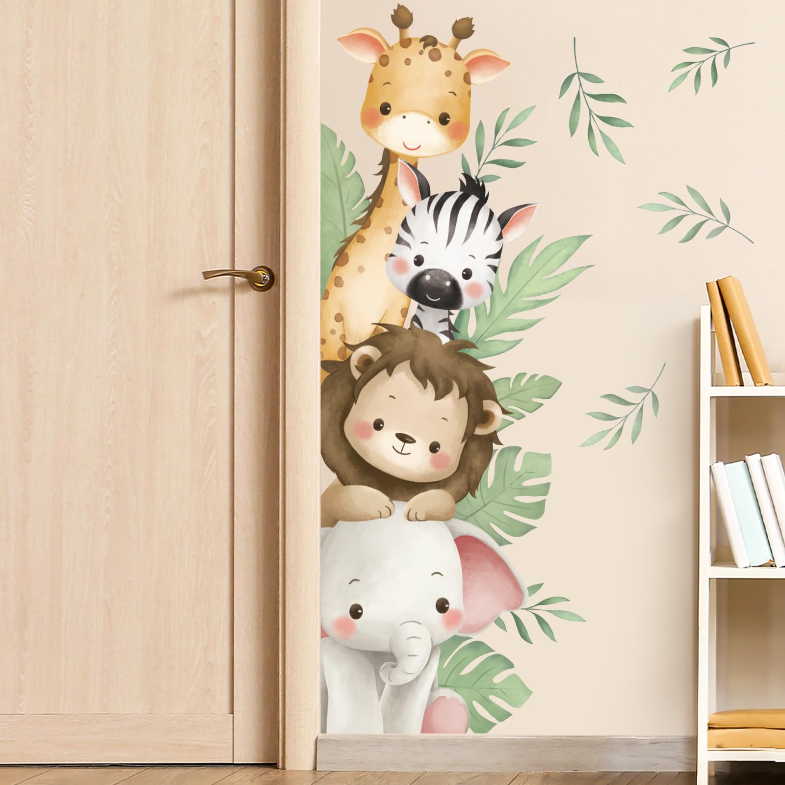 DECOWALL Adesivi Murali Rimovibili Per Bambini - Giungla Con 23 Animali - Set 4 Fogli 50x25 Cm - Ecologici E Riposizionabili Per Cameretta