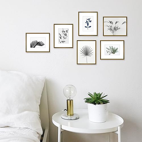 Vista 102 de Golden State Art - Marcos de fotos de metal de 8 x 10 pulgadas con paspartú para fotos de 5 x 7 - Juego de 4 portarretratos de aluminio de 8 x 10