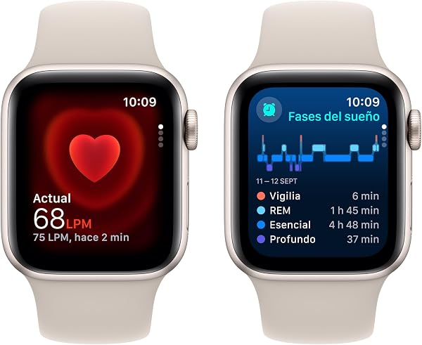 Apple Watch SE de 2.ª generación, 2023 [GPS] Smartwatch con Caja de Aluminio en Blanco Estrella de 40 mm y Correa Deportiva Blanco Estrella - Talla S/M. Monitor de entreno y sueño, Pantalla Retina - 4