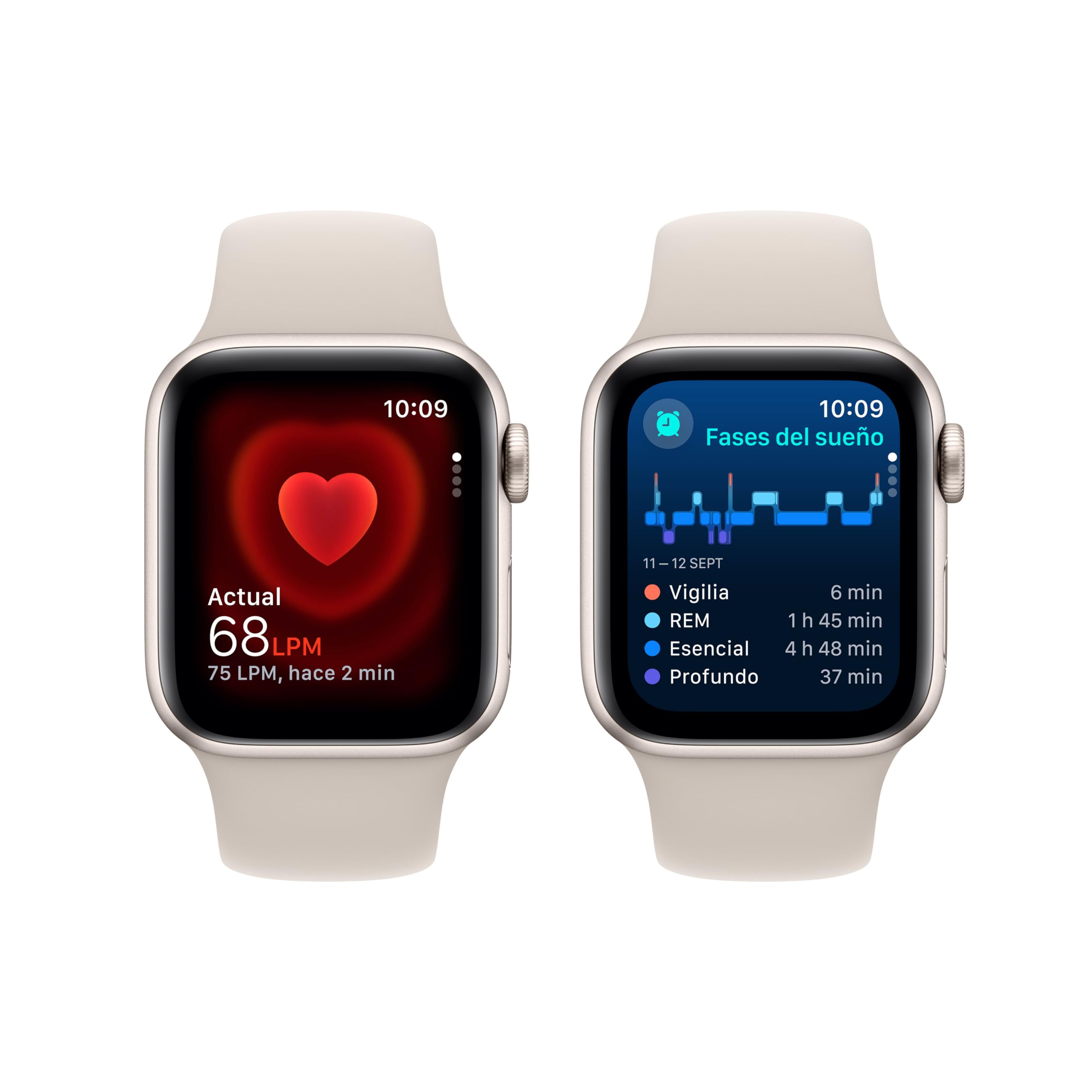 Apple Watch SE de 2.ª generación, 2023 [GPS] Smartwatch con Caja de Aluminio en Blanco Estrella de 40 mm y Correa Deportiva Blanco Estrella - Talla S/M. Monitor de entreno y sueño, Pantalla Retina — view 4