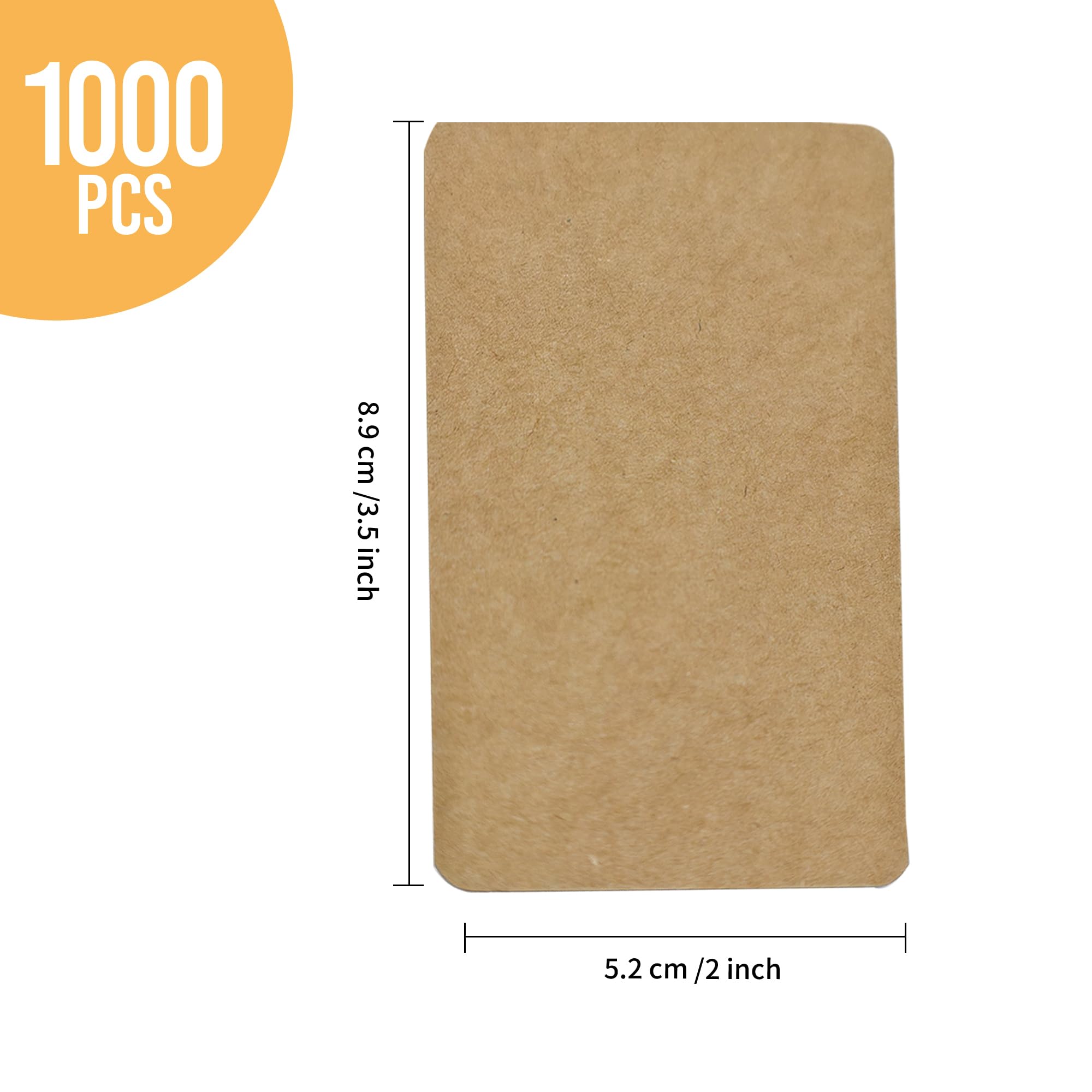 YKUKIZEE 1000 PCS Kraft Blank Business Cards, 8.9 x 5.2 cm Blank Kraft Paper Cards, Brown Blank Business Cards for DIY School Home Activity Shorthand Study Flash Memory - Image 2
