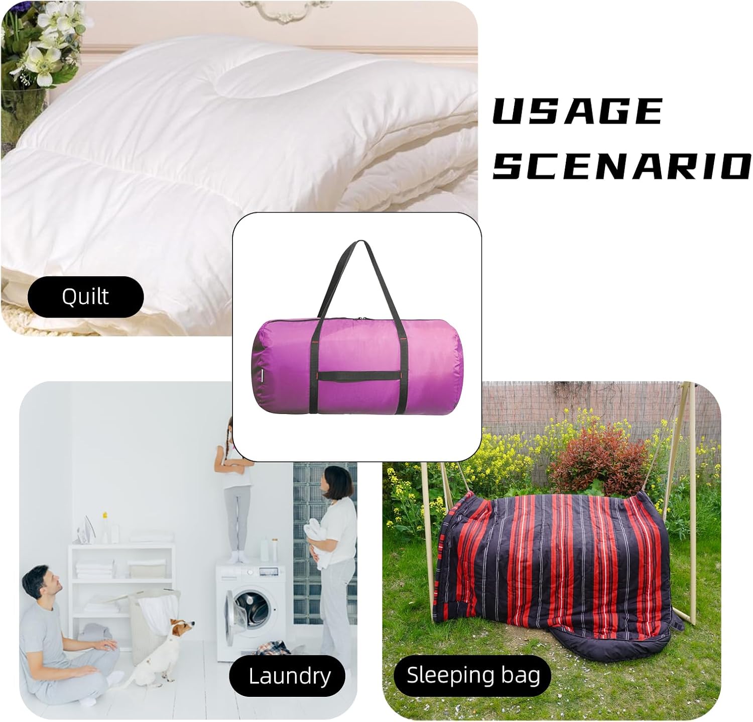 Durable Large Carry Bag,Colorful 18 Inches Sport Duffel Bag Made of 210T Nylon Oxford for Camping,Hiking,Travelling or Laundry (Magenta)
