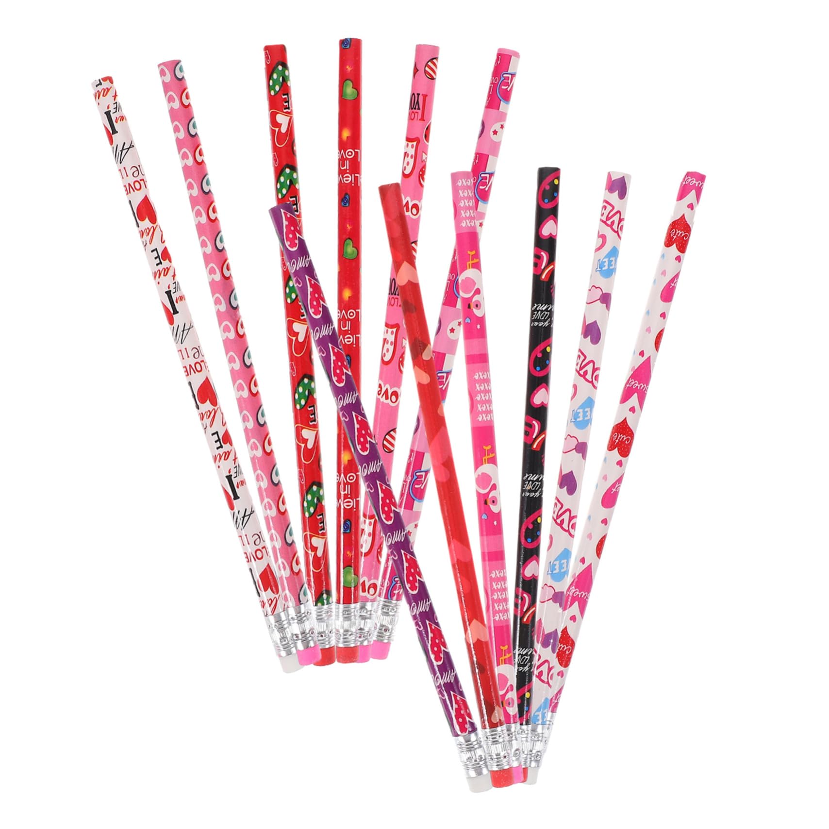 NUOBESTY 4 Ensembles Crayon Saint Valentin Crayons Pour Esquisse Crayons De Cœur Des Pastel Étui À Marqueurs À Croquis Multifonctions Stylo De Croquis La Gomme 48 Pièces * 4